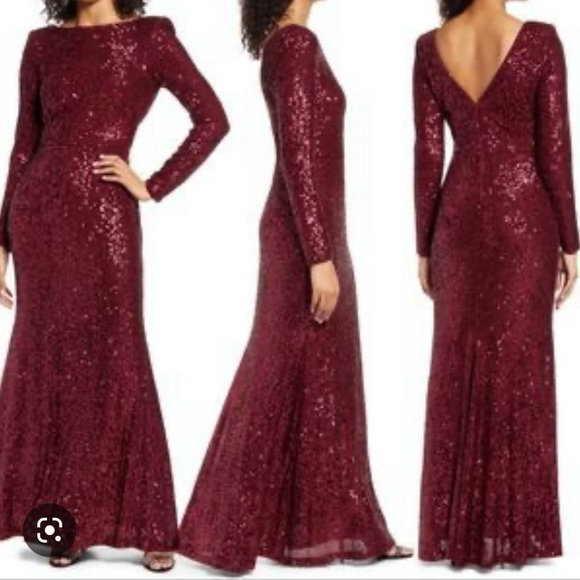 eliza j velvet sequin dress Eliza J Sequined Velvet Gown In Black - 60% Off